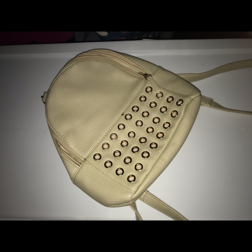 Tan book bag purse